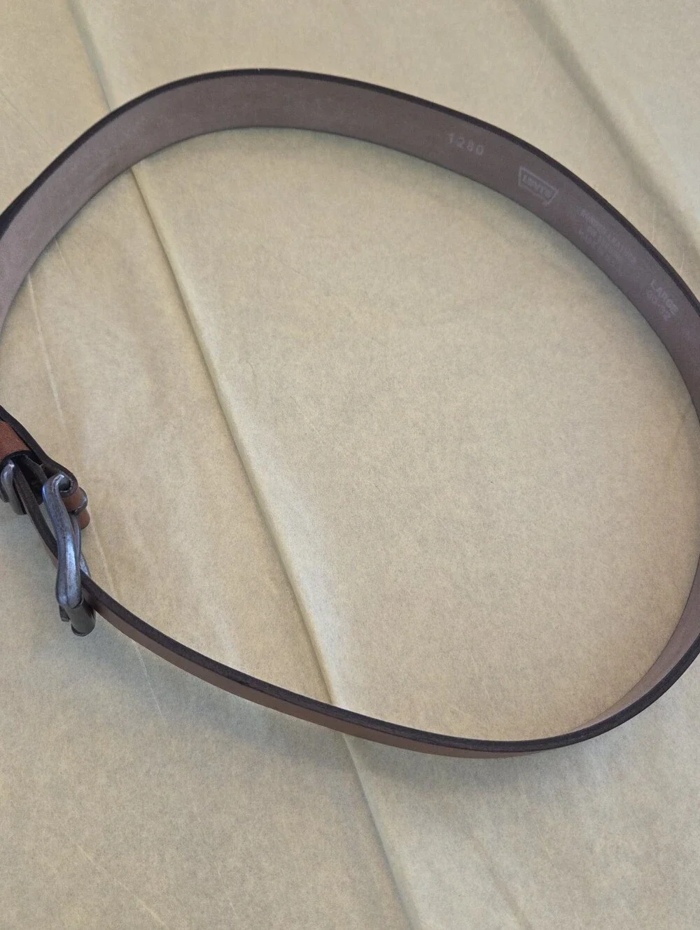 Levi's Brown Leather Belt MADE IN USA Women's size L gunmetal buckle 1